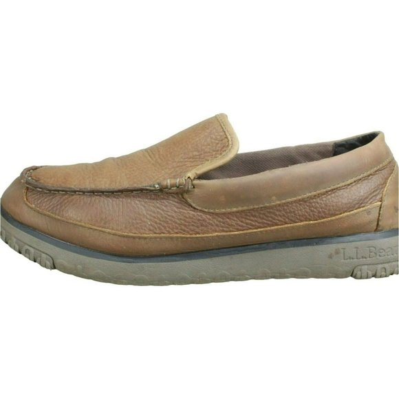 LL Bean All Week Brown Leather Slip On Moccasin Slipper Shoes  Size 10 M - Picture 1 of 9